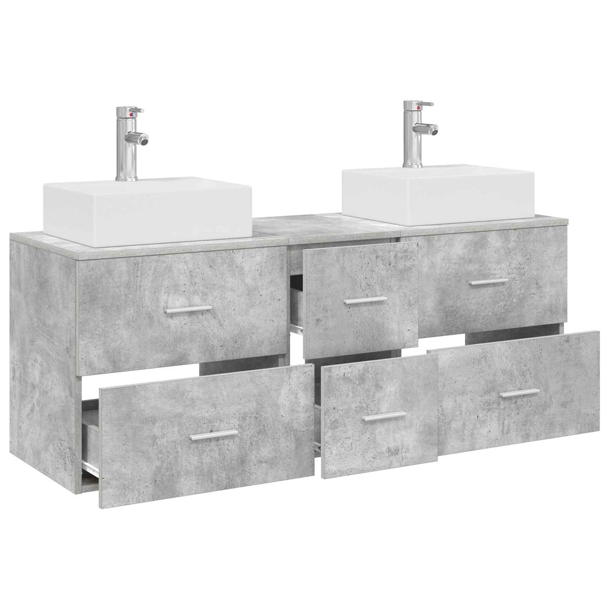 vidaXL Bathroom Cabinet Set 3 pcs Concrete Grey 129 x 41 x 79.5 cm 3