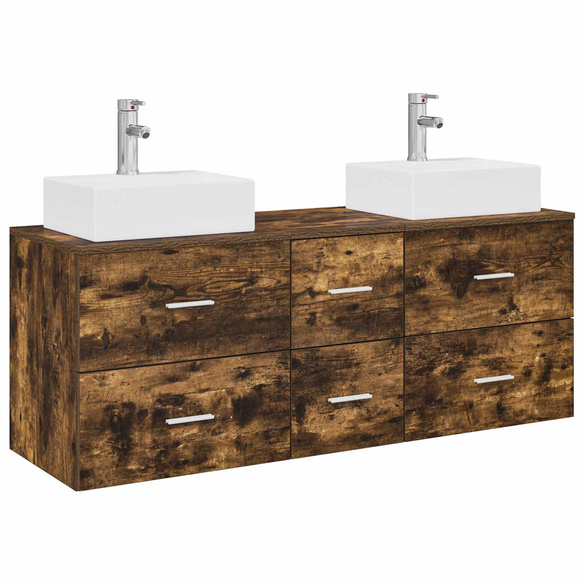 vidaXL Bathroom Cabinet Set 3 pcs Smoked Oak 129 x 41 x 79.5 cm 2