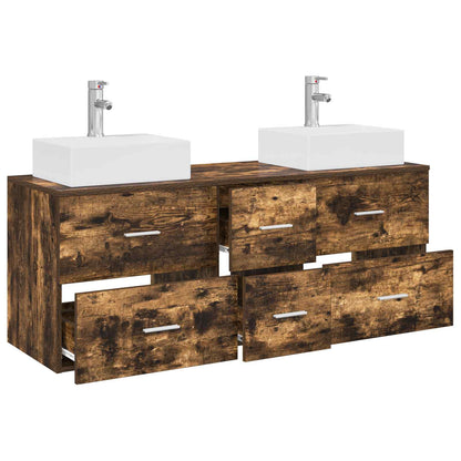 vidaXL Bathroom Cabinet Set 3 pcs Smoked Oak 129 x 41 x 79.5 cm 3