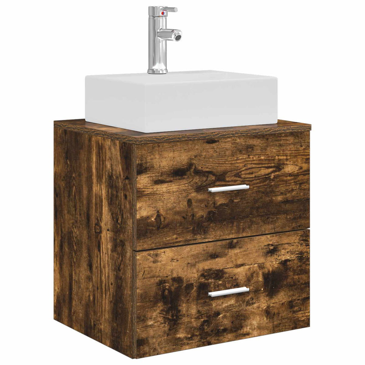 vidaXL Bathroom Cabinet Set 3 pcs Smoked Oak 129 x 41 x 79.5 cm 4