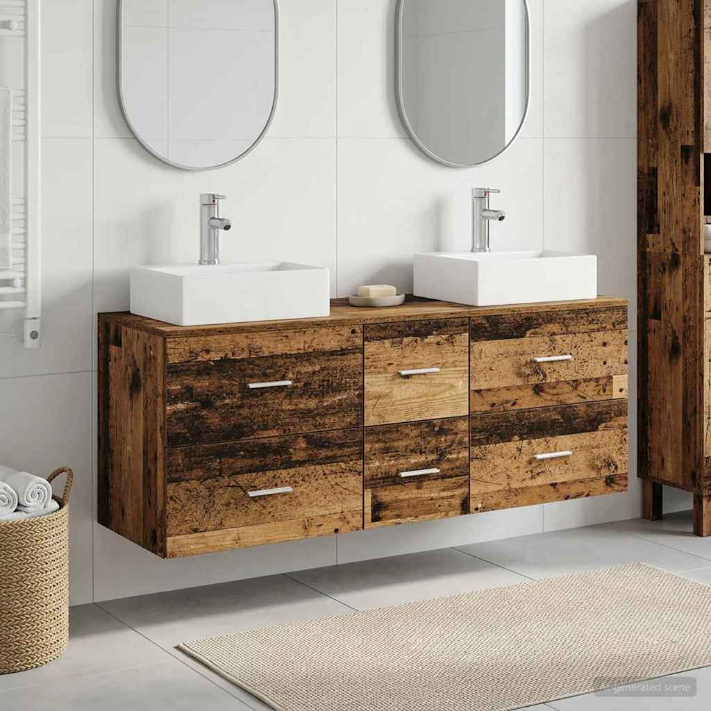 vidaXL Bathroom Cabinet Set 3 pcs Old Wood 129 x 41 x 79.5 cm 1