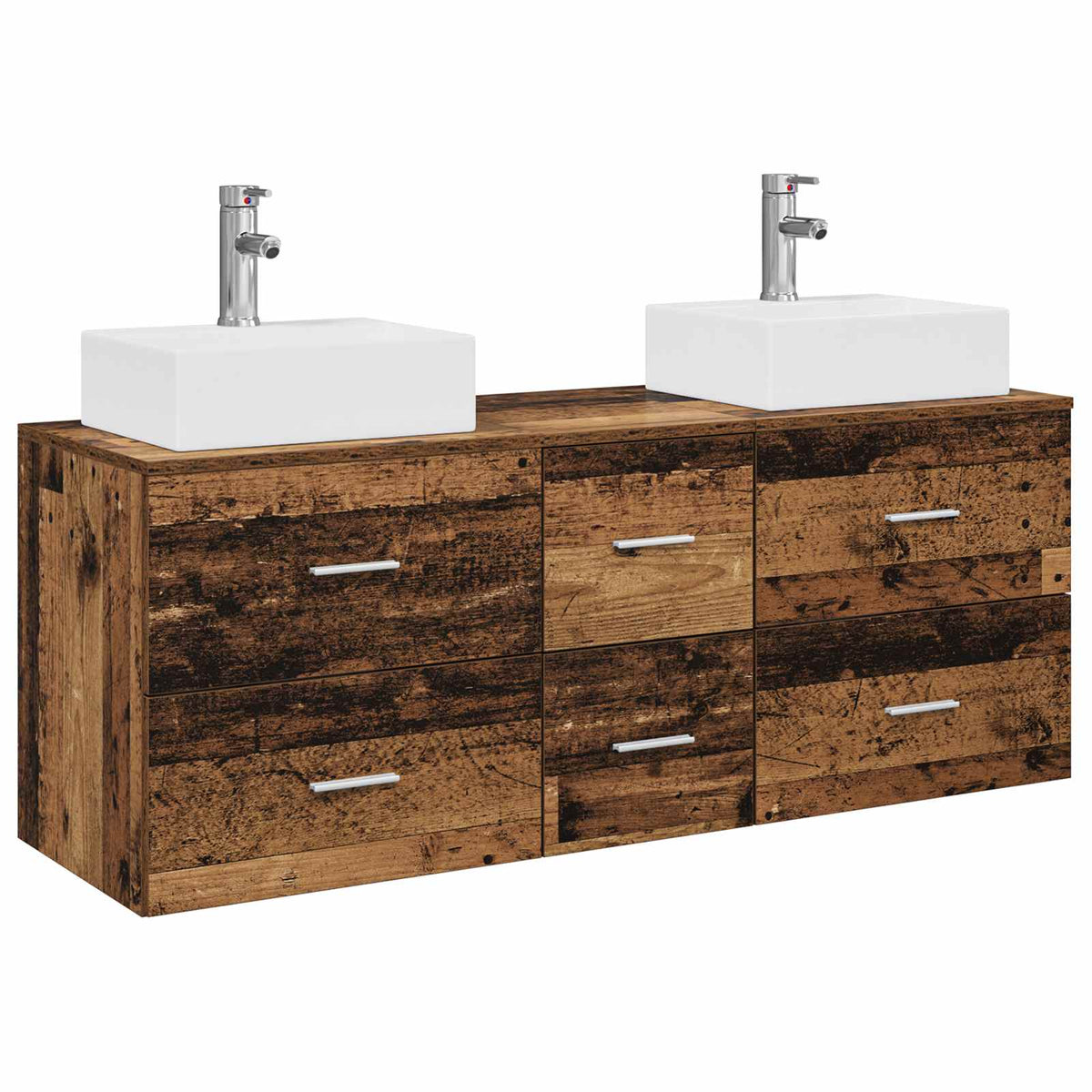 vidaXL Bathroom Cabinet Set 3 pcs Old Wood 129 x 41 x 79.5 cm 2