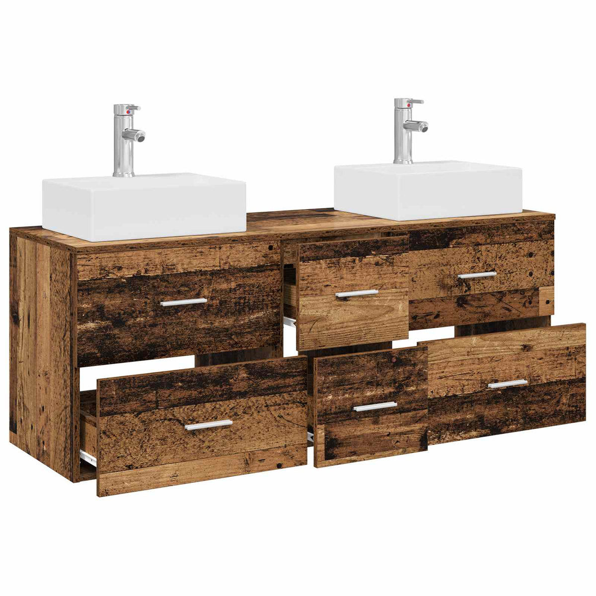 vidaXL Bathroom Cabinet Set 3 pcs Old Wood 129 x 41 x 79.5 cm 3