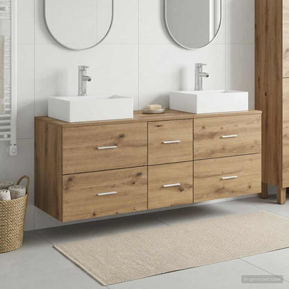 vidaXL Bathroom Cabinet Set 3 pcs Artisan Oak 129 x 41 x 79.5 cm 1