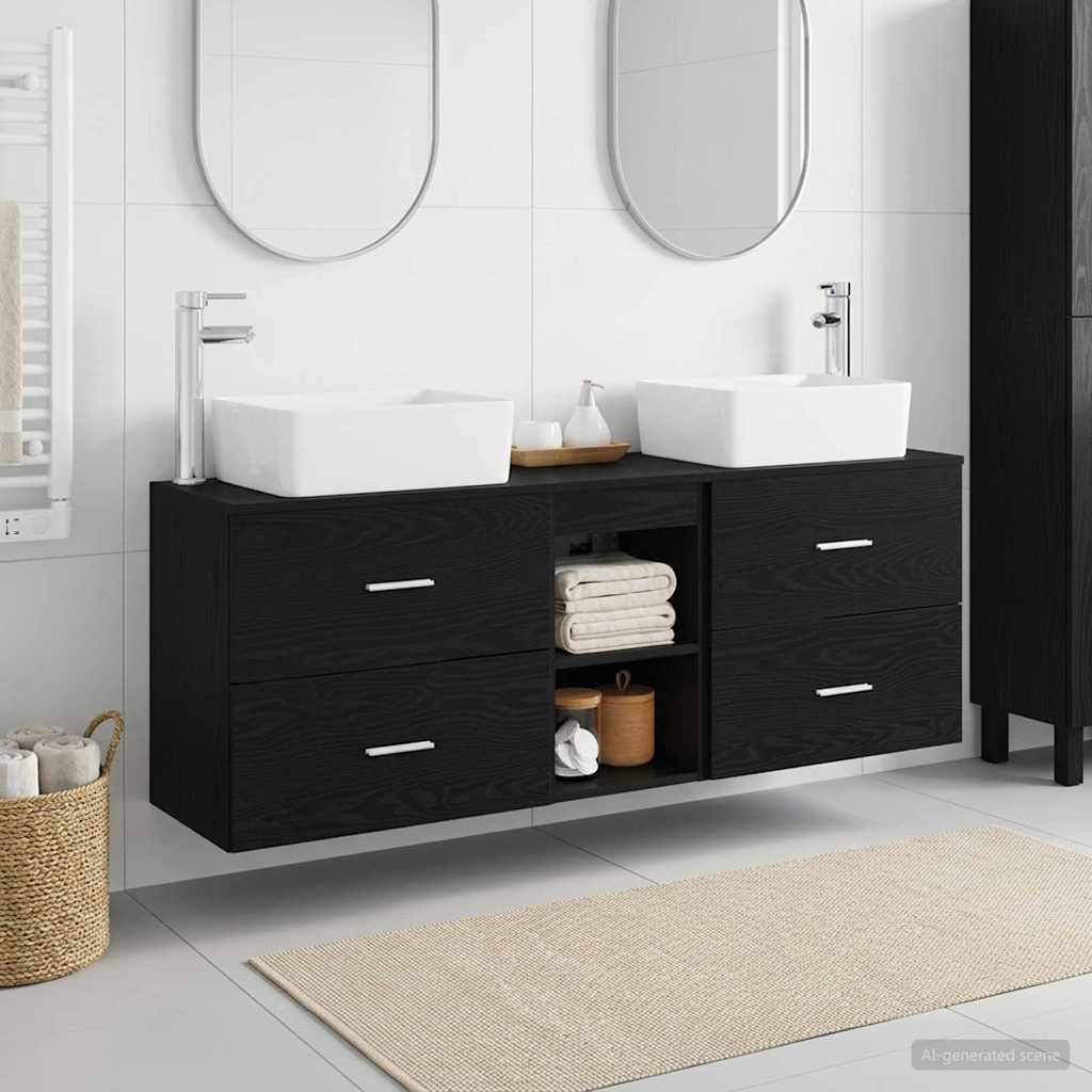vidaXL Bathroom Cabinet Set 3 pcs Black 136 x 35 x 80 cm 1
