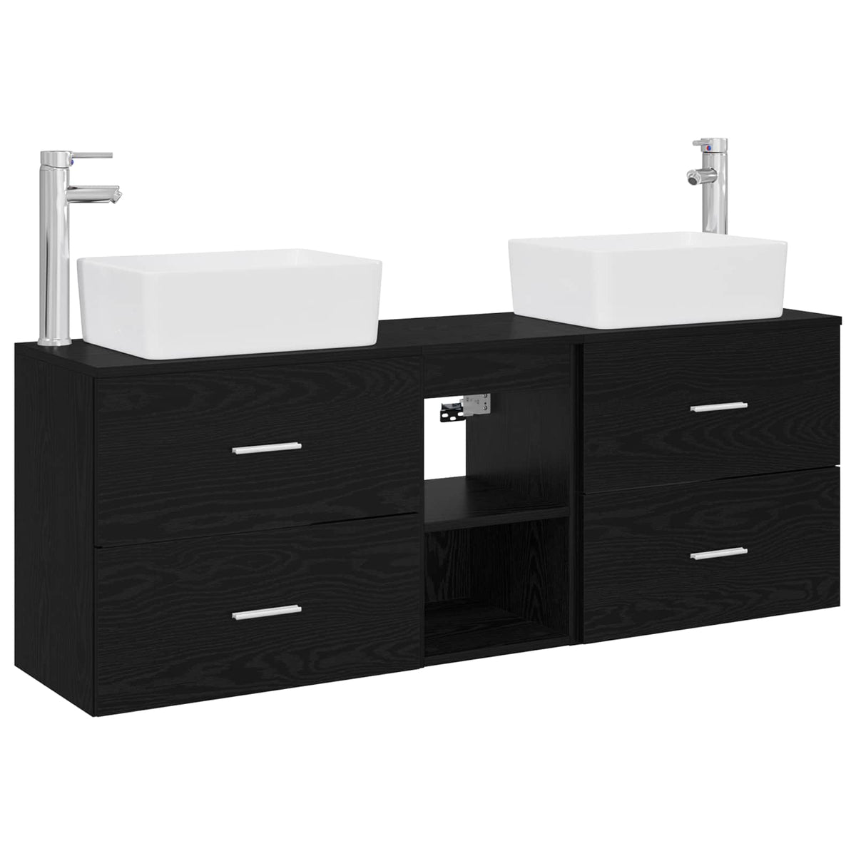 vidaXL Bathroom Cabinet Set 3 pcs Black 136 x 35 x 80 cm 2