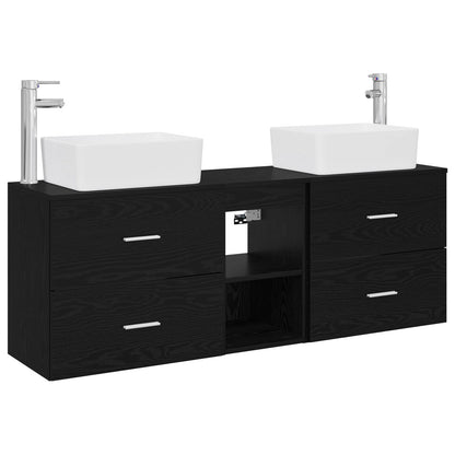 vidaXL Bathroom Cabinet Set 3 pcs Black 136 x 35 x 80 cm 2