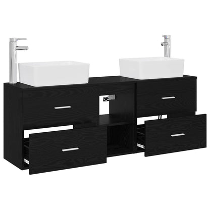 vidaXL Bathroom Cabinet Set 3 pcs Black 136 x 35 x 80 cm 4
