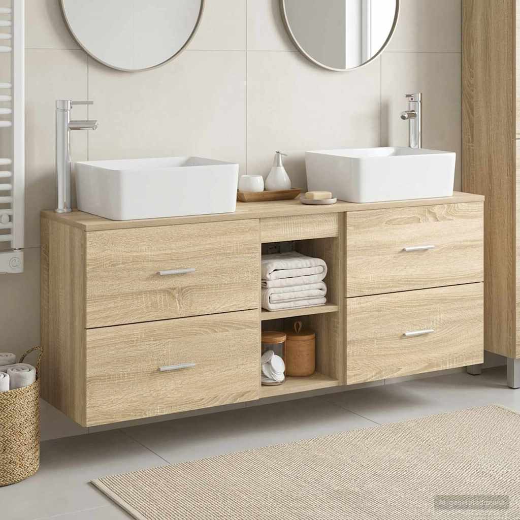 vidaXL Bathroom Cabinet Set 3 pcs Sonoma Oak 136 x 35 x 80 cm 1