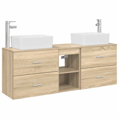 vidaXL Bathroom Cabinet Set 3 pcs Sonoma Oak 136 x 35 x 80 cm 2
