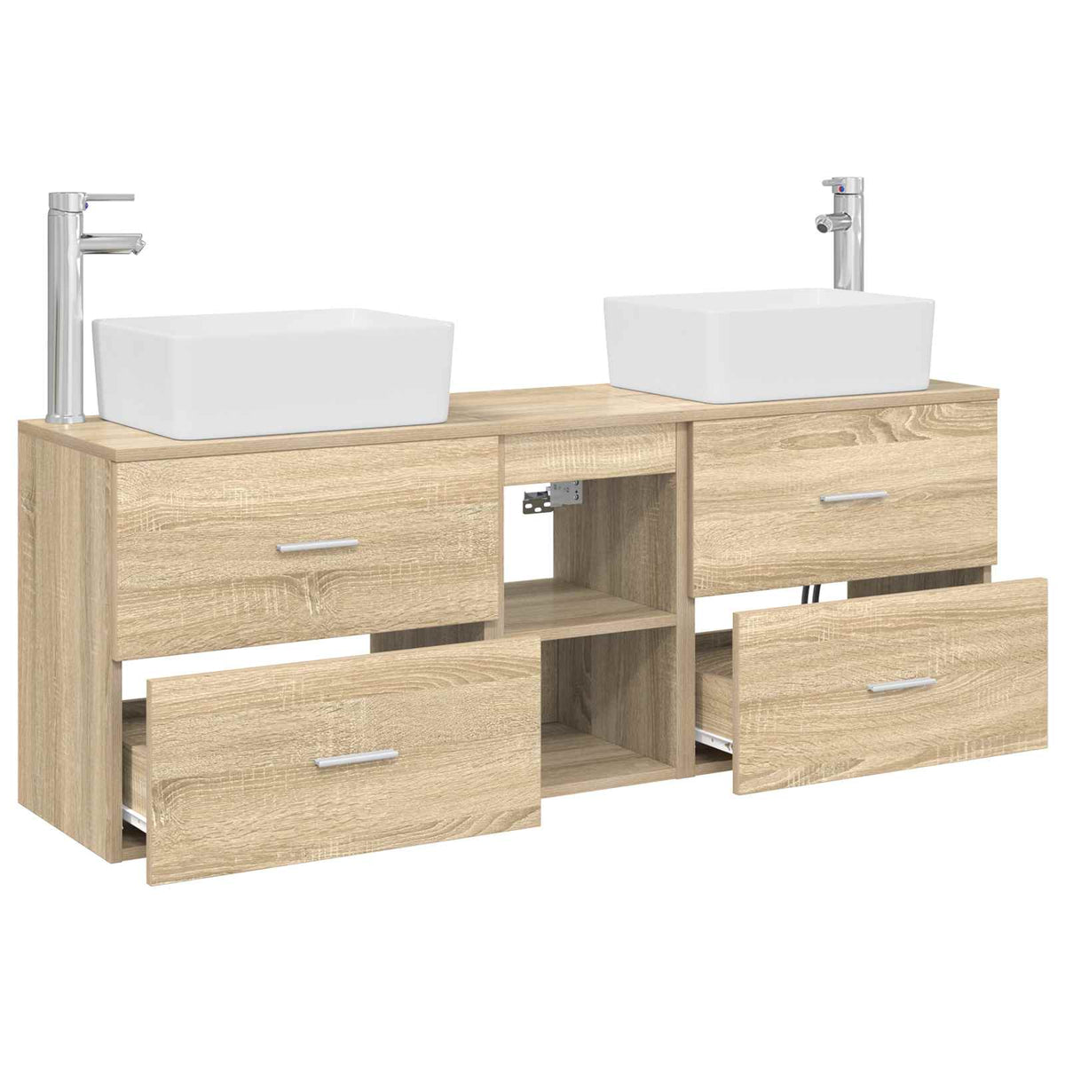 vidaXL Bathroom Cabinet Set 3 pcs Sonoma Oak 136 x 35 x 80 cm 4