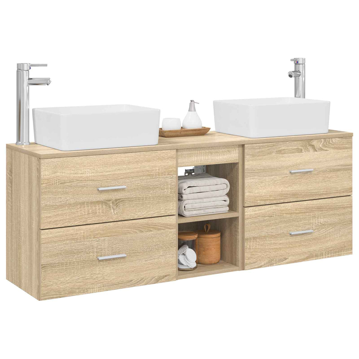 vidaXL Bathroom Cabinet Set 3 pcs Sonoma Oak 136 x 35 x 80 cm 3