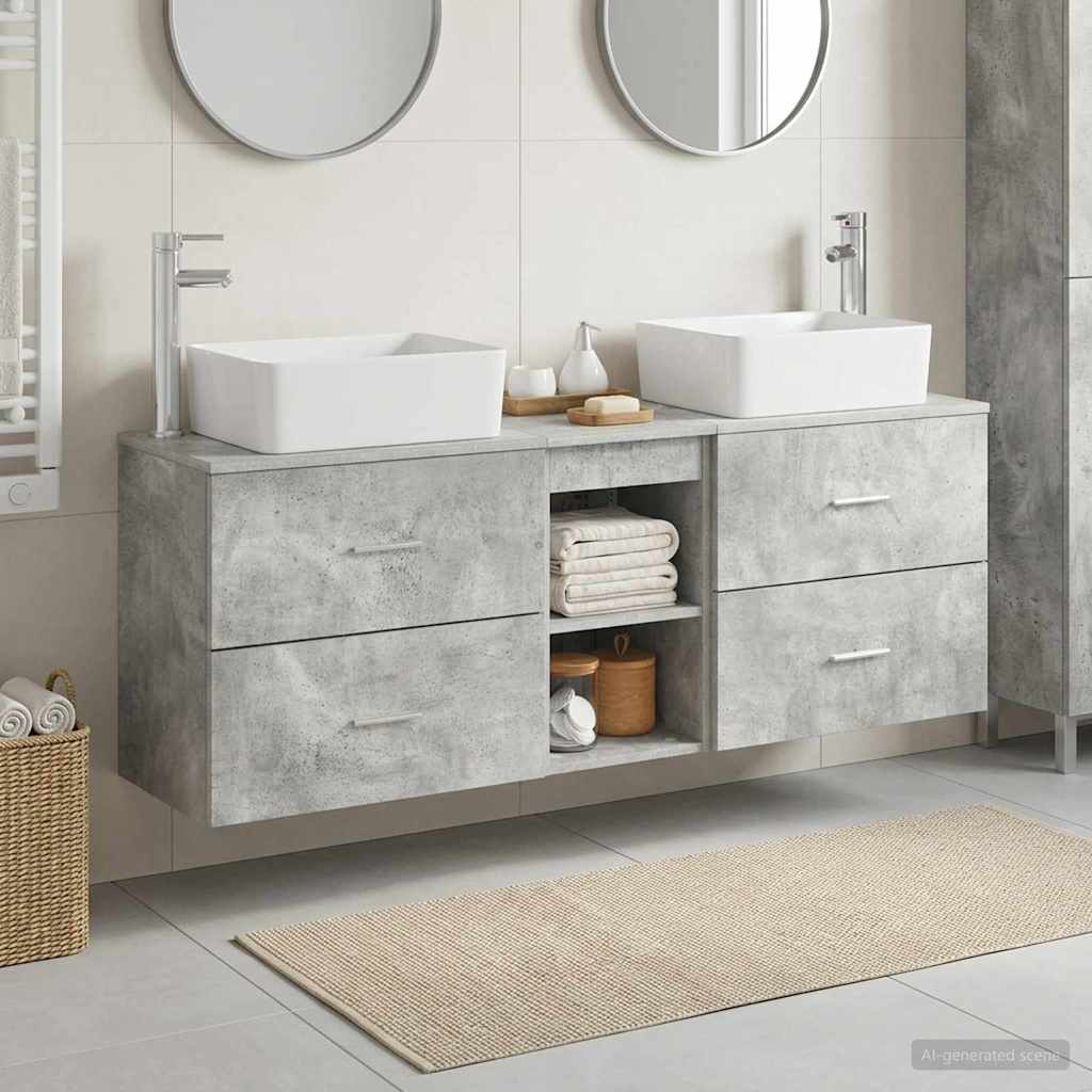 vidaXL Bathroom Cabinet Set 3 pcs Concrete Grey 136 x 35 x 80 cm 1