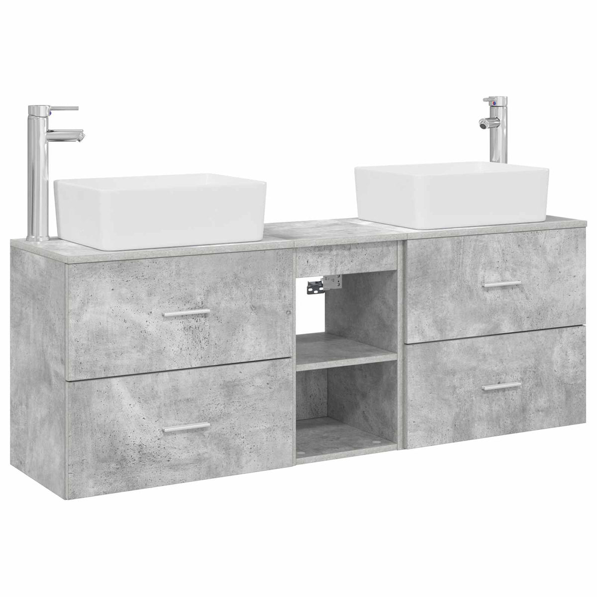 vidaXL Bathroom Cabinet Set 3 pcs Concrete Grey 136 x 35 x 80 cm 2