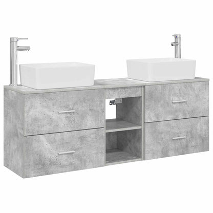 vidaXL Bathroom Cabinet Set 3 pcs Concrete Grey 136 x 35 x 80 cm 2