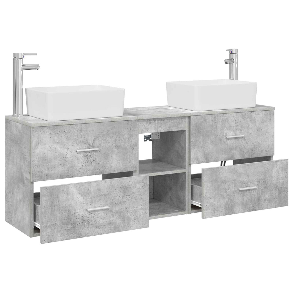 vidaXL Bathroom Cabinet Set 3 pcs Concrete Grey 136 x 35 x 80 cm 4