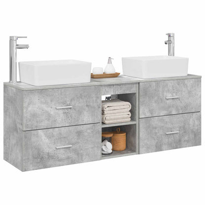 vidaXL Bathroom Cabinet Set 3 pcs Concrete Grey 136 x 35 x 80 cm 3