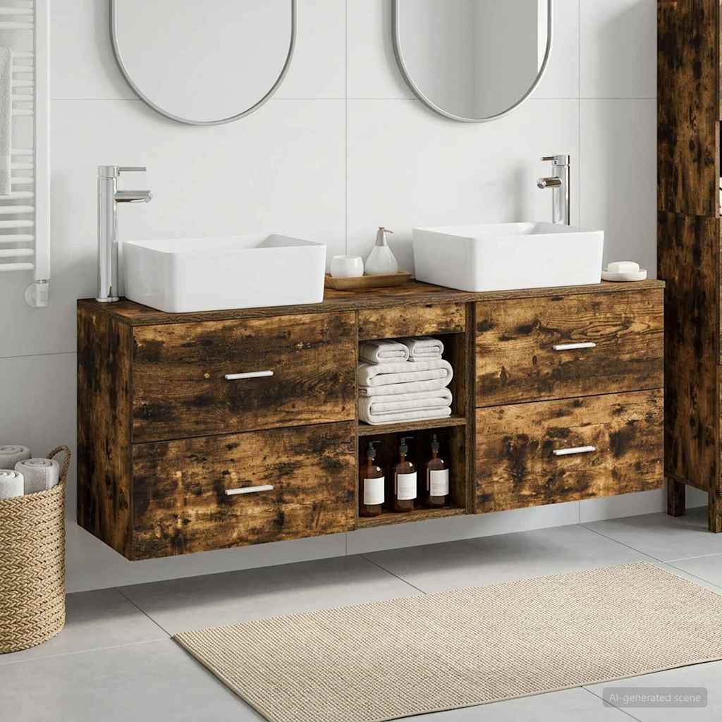 vidaXL Bathroom Cabinet Set 3 pcs Smoked Oak 136 x 35 x 80 cm 1