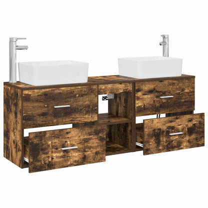 vidaXL Bathroom Cabinet Set 3 pcs Smoked Oak 136 x 35 x 80 cm 4