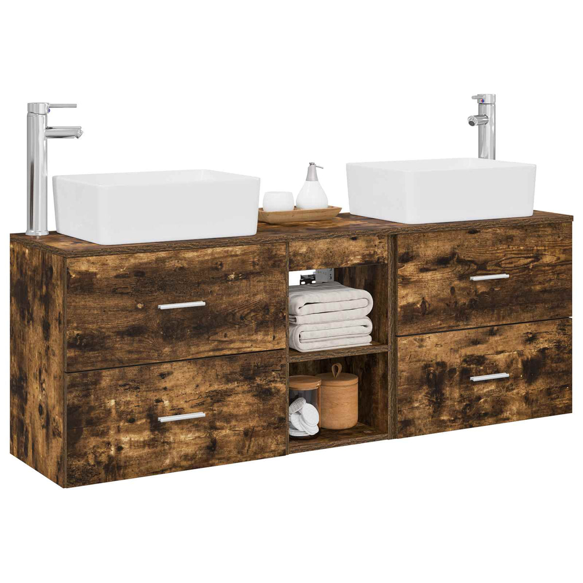 vidaXL Bathroom Cabinet Set 3 pcs Smoked Oak 136 x 35 x 80 cm 3