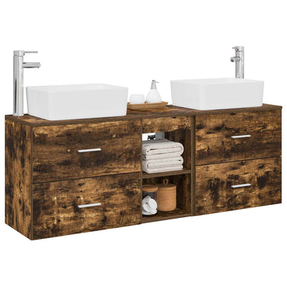 vidaXL Bathroom Cabinet Set 3 pcs Smoked Oak 136 x 35 x 80 cm 3