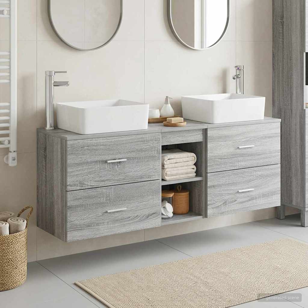vidaXL Bathroom Cabinet Set 3 pcs Grey Sonoma 136 x 35 x 80 cm 1