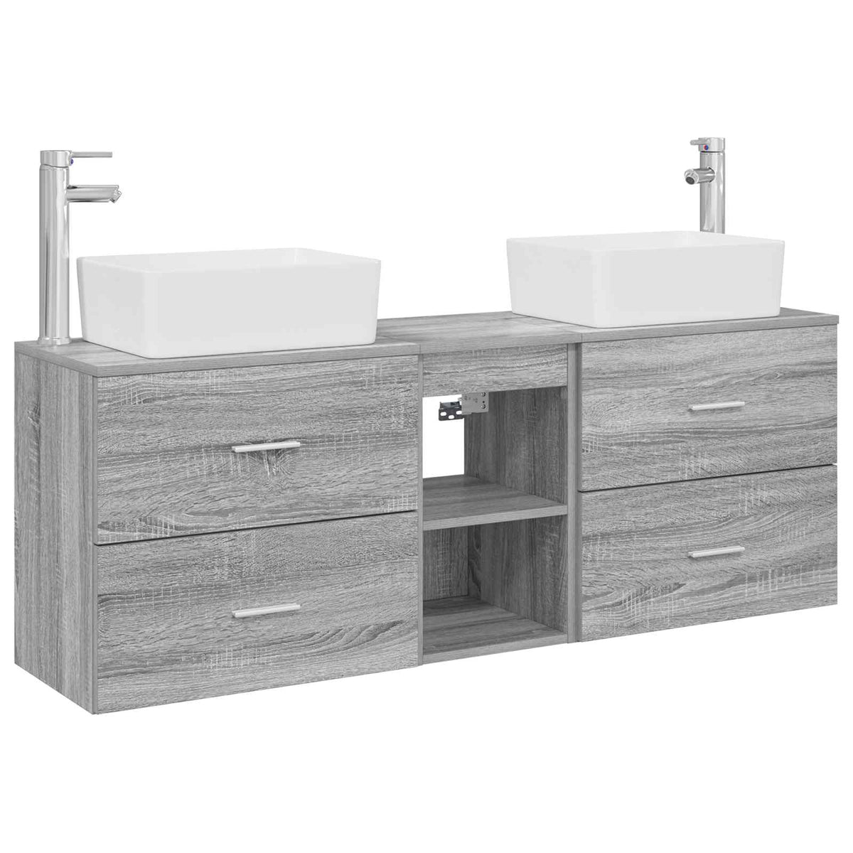 vidaXL Bathroom Cabinet Set 3 pcs Grey Sonoma 136 x 35 x 80 cm 2