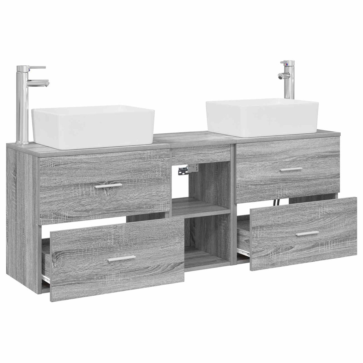 vidaXL Bathroom Cabinet Set 3 pcs Grey Sonoma 136 x 35 x 80 cm 4