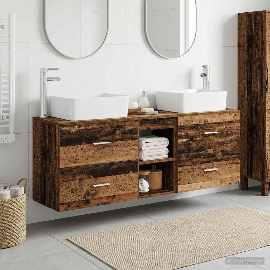 vidaXL Bathroom Cabinet Set 3 pcs Old Wood 136 x 35 x 80 cm 1