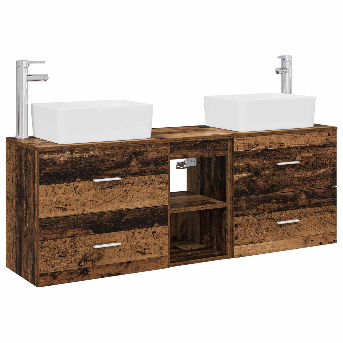 vidaXL Bathroom Cabinet Set 3 pcs Old Wood 136 x 35 x 80 cm 2