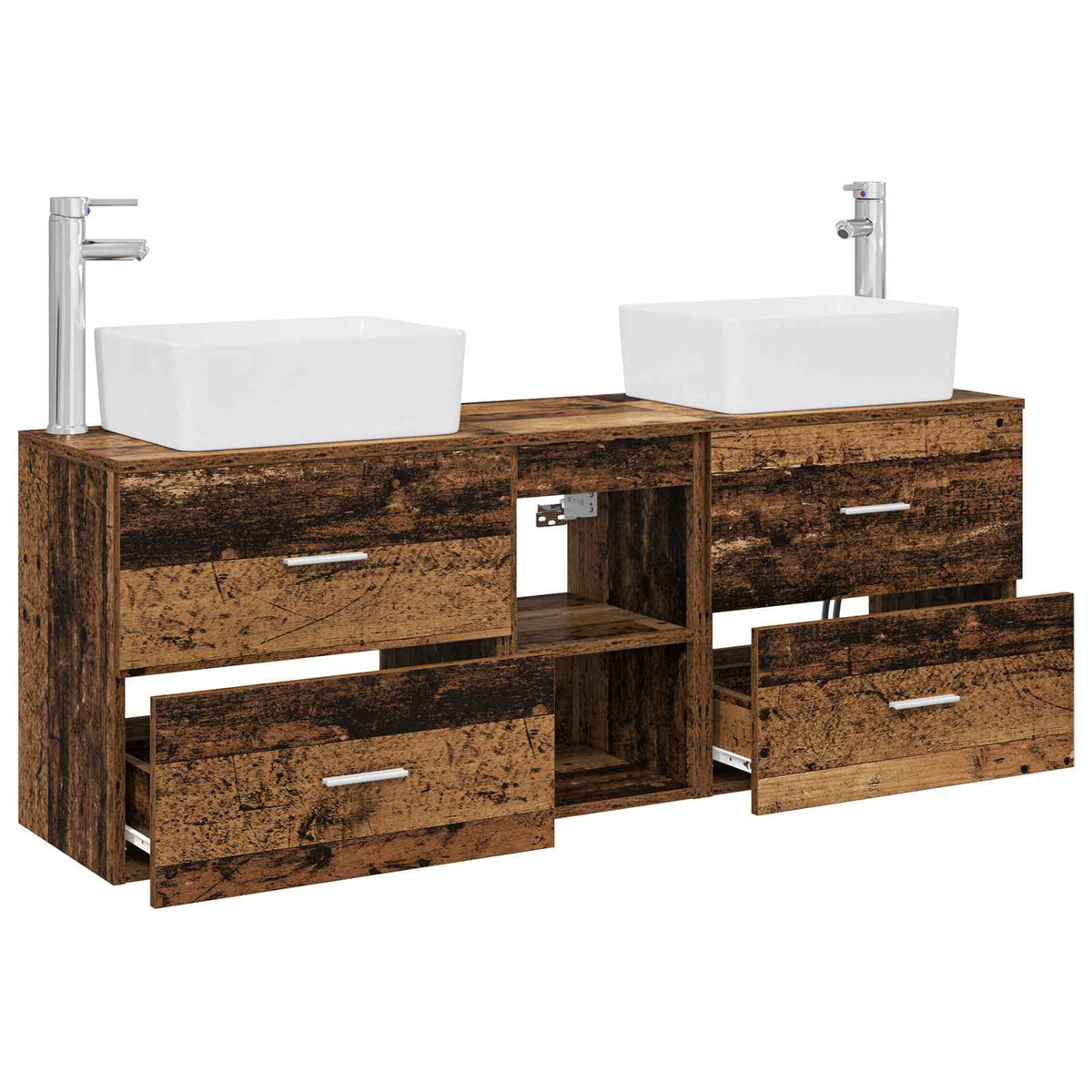 vidaXL Bathroom Cabinet Set 3 pcs Old Wood 136 x 35 x 80 cm 4