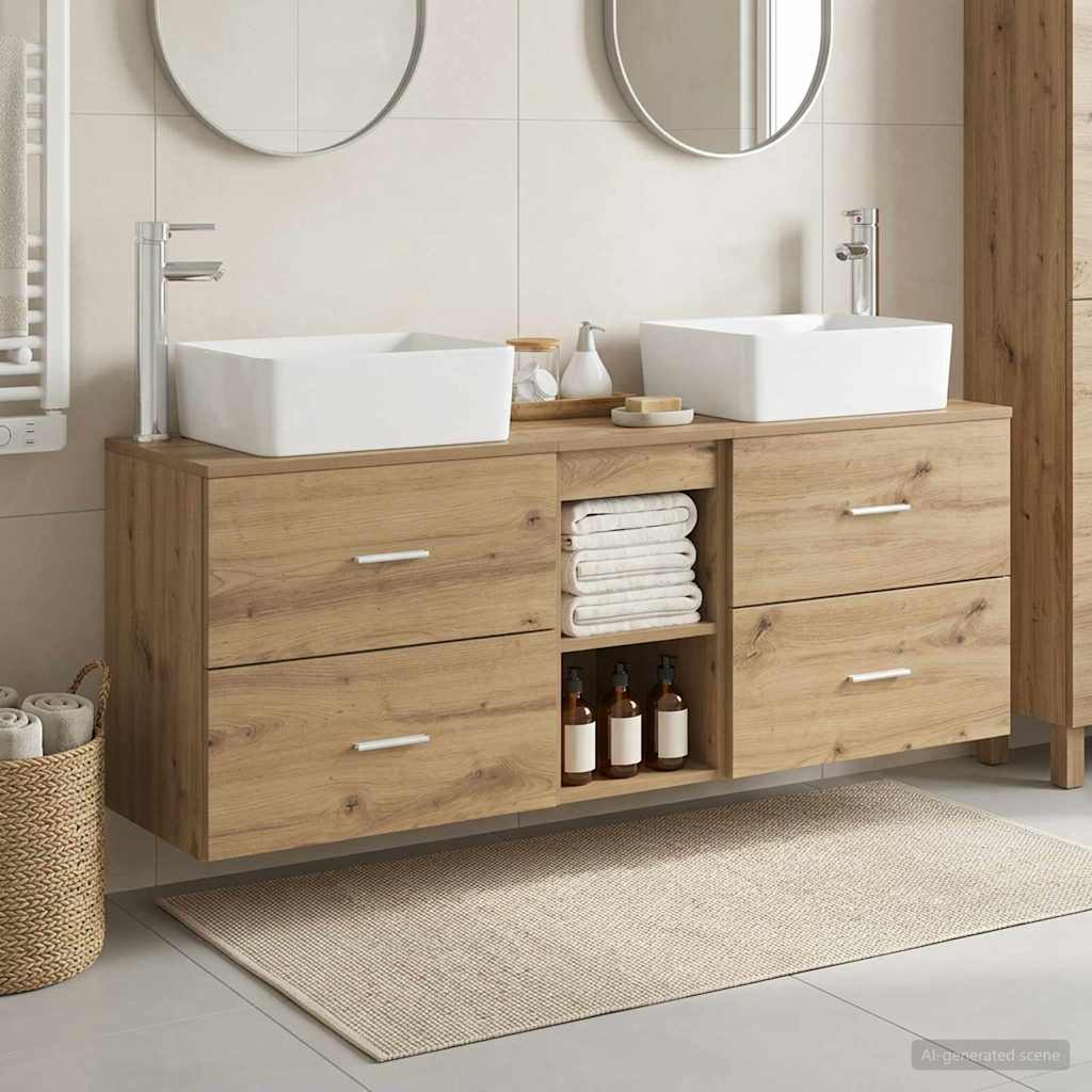 vidaXL Bathroom Cabinet Set 3 pcs Artisan Oak 136 x 35 x 80 cm 1