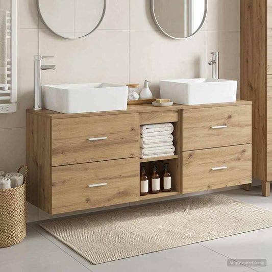 Bathroom Cabinet Set 3 pcs 136 x 35 x 80 cm Artisan oak