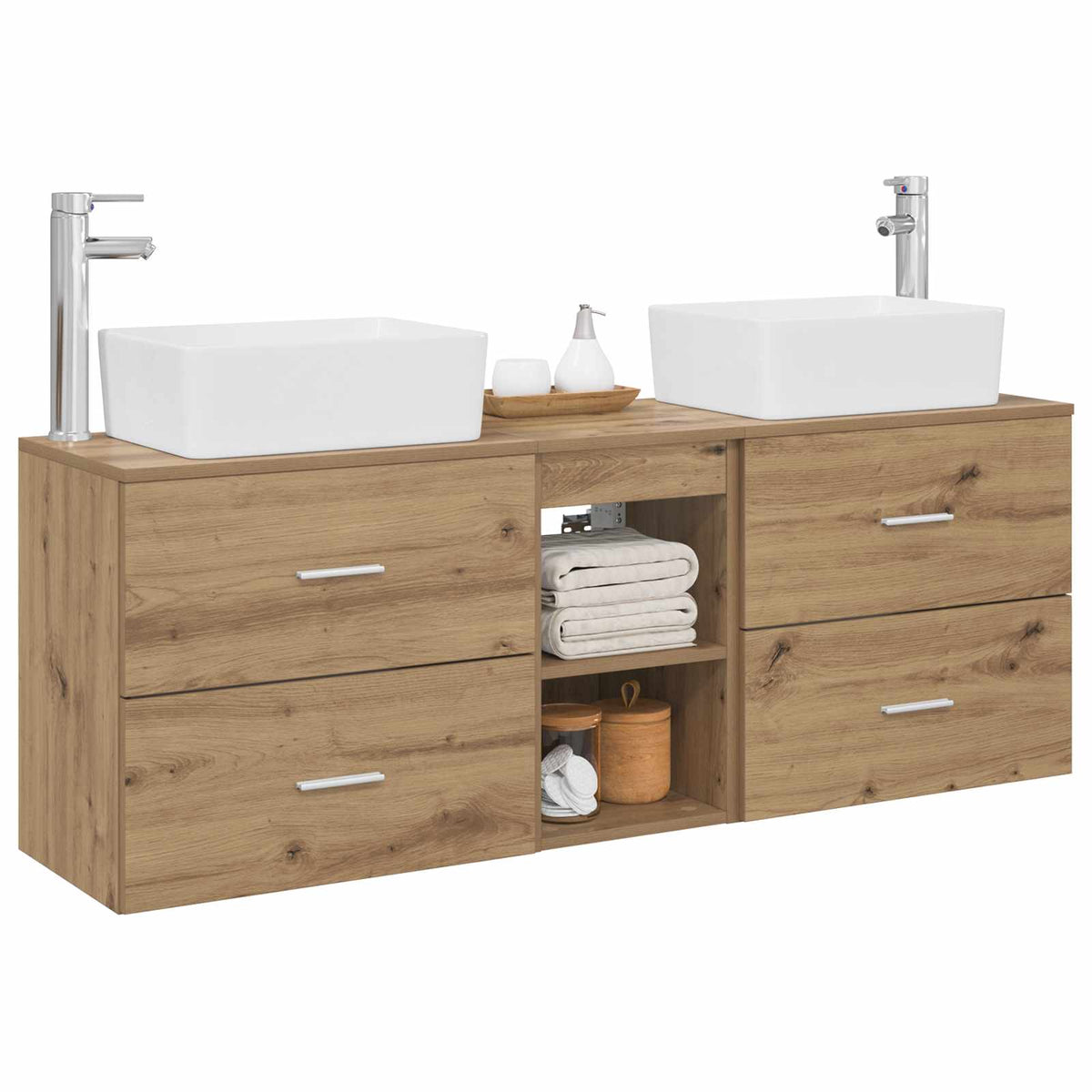 vidaXL Bathroom Cabinet Set 3 pcs Artisan Oak 136 x 35 x 80 cm 3