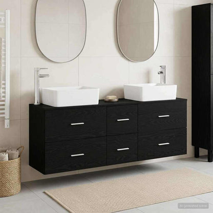 vidaXL Bathroom Cabinet Set 3 pcs Black 136 x 35 x 80 cm 1