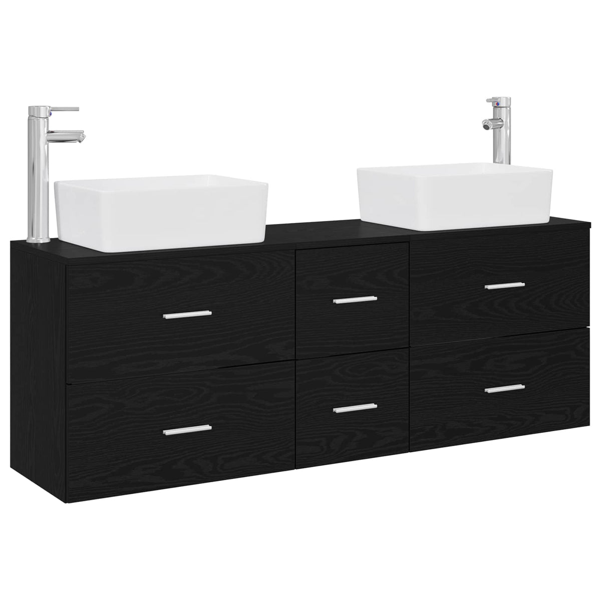 vidaXL Bathroom Cabinet Set 3 pcs Black 136 x 35 x 80 cm 2