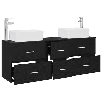 vidaXL Bathroom Cabinet Set 3 pcs Black 136 x 35 x 80 cm 3