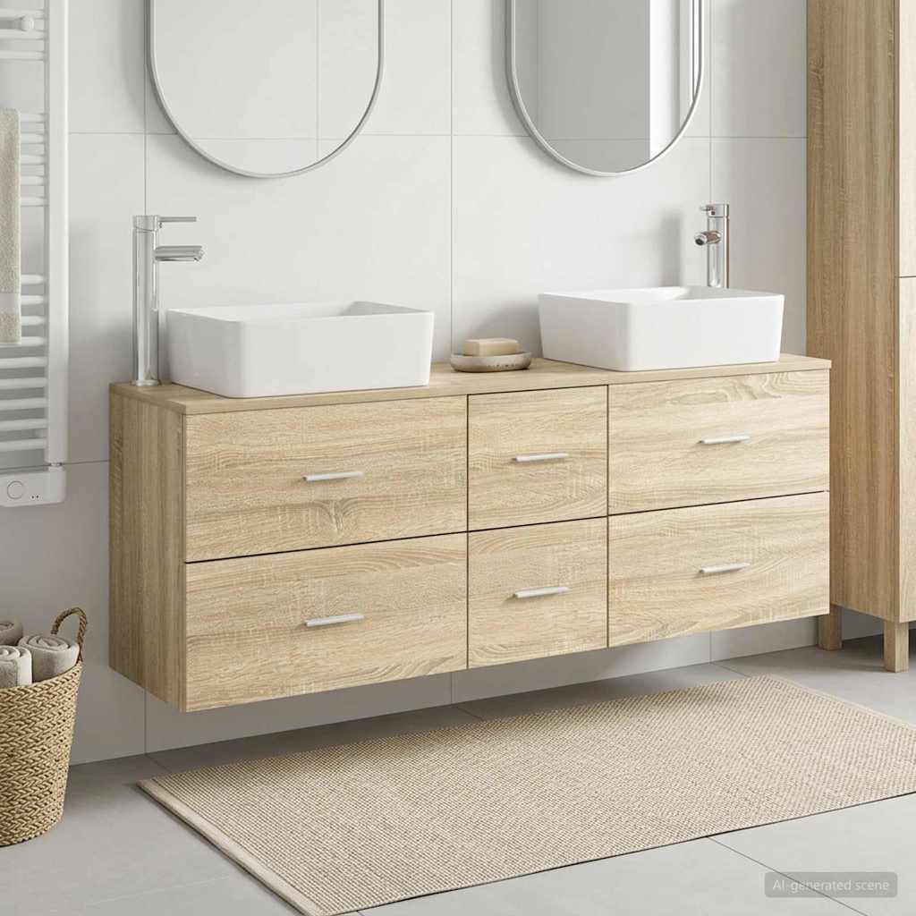 vidaXL Bathroom Cabinet Set 3 pcs Sonoma Oak 136 x 35 x 80 cm 1