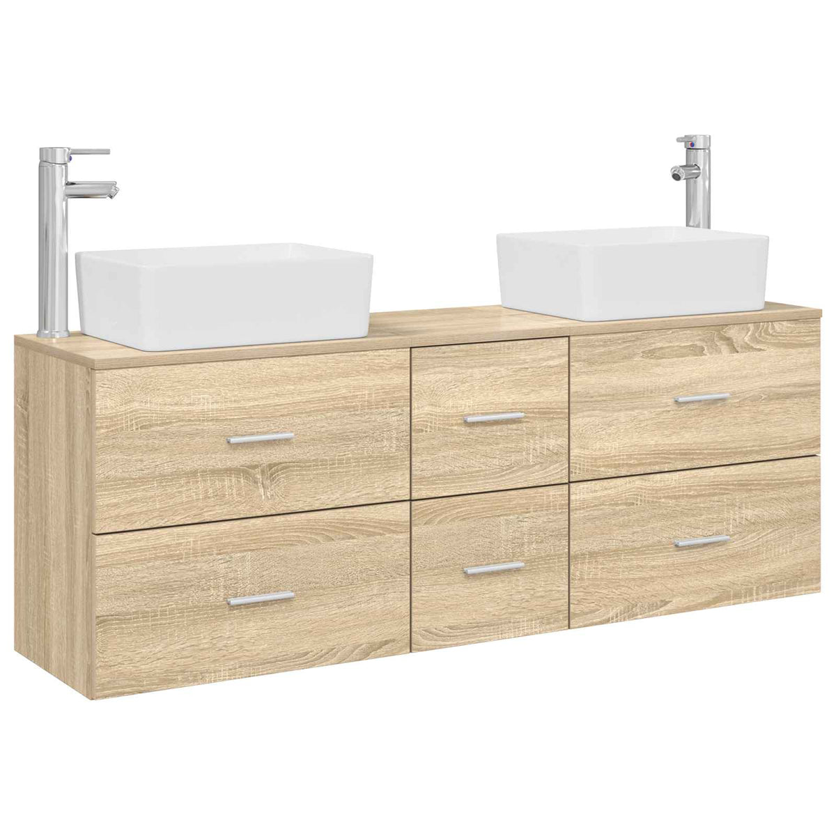 vidaXL Bathroom Cabinet Set 3 pcs Sonoma Oak 136 x 35 x 80 cm 2