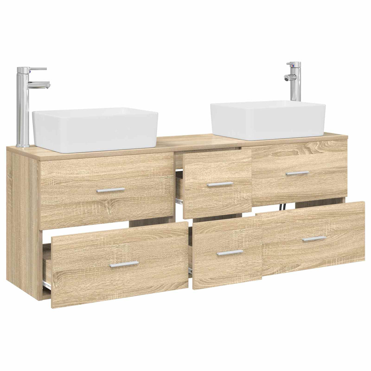 vidaXL Bathroom Cabinet Set 3 pcs Sonoma Oak 136 x 35 x 80 cm 3