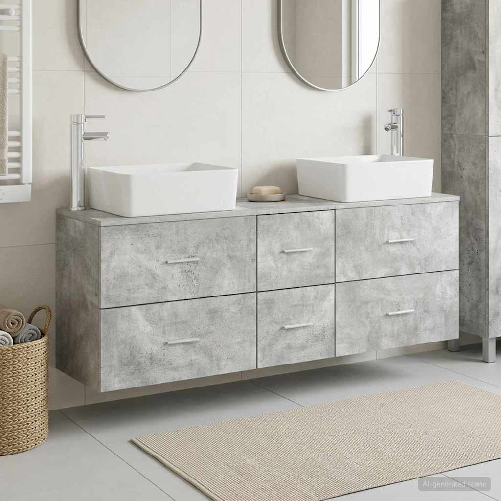 vidaXL Bathroom Cabinet Set 3 pcs Concrete Grey 136 x 35 x 80 cm 1