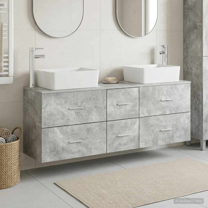 vidaXL Bathroom Cabinet Set 3 pcs Concrete Grey 136 x 35 x 80 cm 1