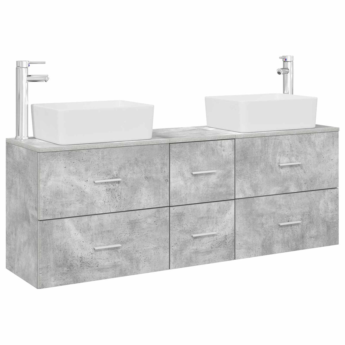 vidaXL Bathroom Cabinet Set 3 pcs Concrete Grey 136 x 35 x 80 cm 2