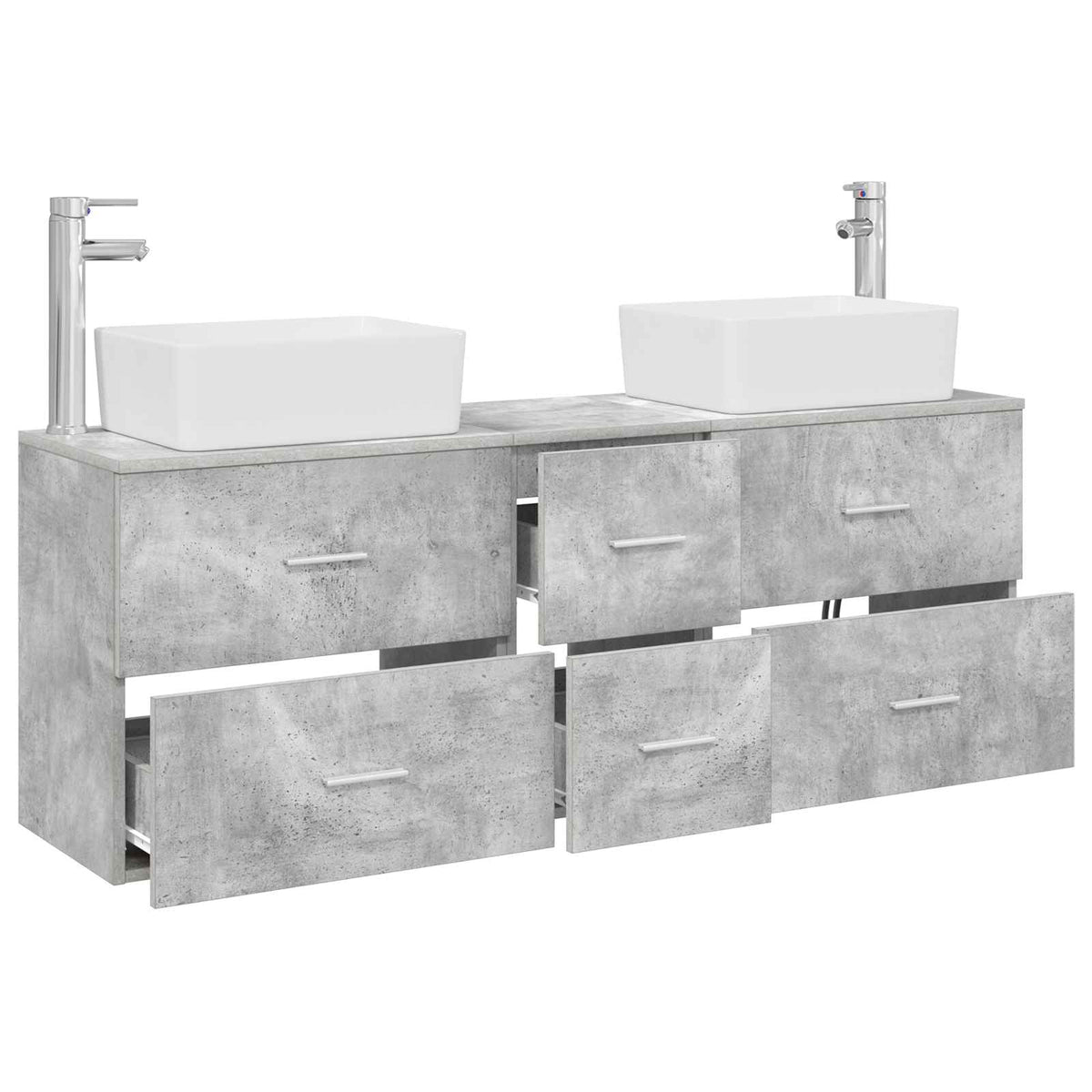 vidaXL Bathroom Cabinet Set 3 pcs Concrete Grey 136 x 35 x 80 cm 3