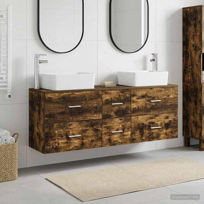 vidaXL Bathroom Cabinet Set 3 pcs Smoked Oak 136 x 35 x 80 cm 1