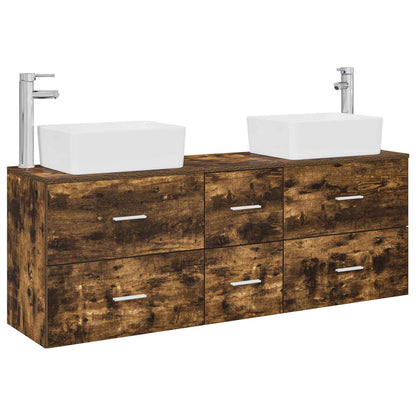 vidaXL Bathroom Cabinet Set 3 pcs Smoked Oak 136 x 35 x 80 cm 2