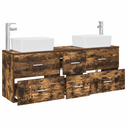 vidaXL Bathroom Cabinet Set 3 pcs Smoked Oak 136 x 35 x 80 cm 3