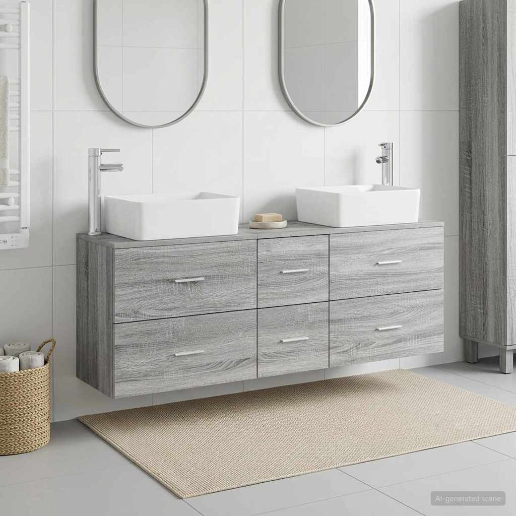 vidaXL Bathroom Cabinet Set 3 pcs Grey Sonoma 136 x 35 x 80 cm 1