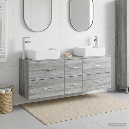vidaXL Bathroom Cabinet Set 3 pcs Grey Sonoma 136 x 35 x 80 cm 1