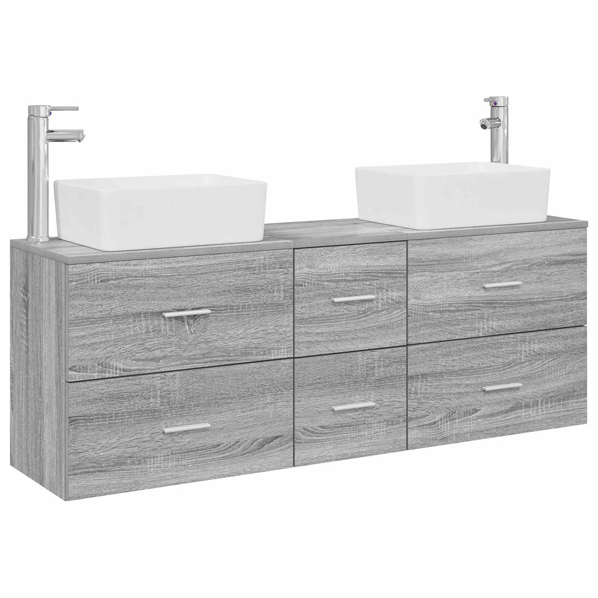 vidaXL Bathroom Cabinet Set 3 pcs Grey Sonoma 136 x 35 x 80 cm 2